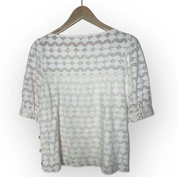 Milly New York Cream Swing Blouse with Button detail side - Size 8 - Picture 2 of 5